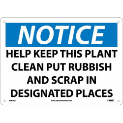 NMC N287 Notice, Help Keep This Plant Clean...Sign, 10" x 14"