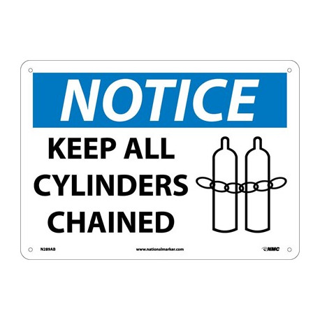 NMC N289 Notice, Keep All Cylinders Chained Sign, 10" x 14"