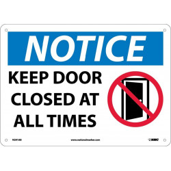 NMC N291 Notice, Keep Door Closed At All Times Sign, 10" x 14"