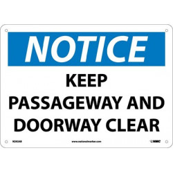 NMC N292 Notice, Keep Passageway & Doorway Clear Sign, 10" x 14"