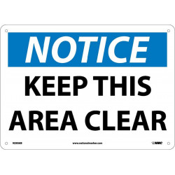 NMC N293 Notice, Keep This Area Clear Sign, 10" x 14"