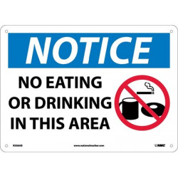 NMC N306 Notice, No Eating Or Drinking In This Area Sign, 10" x 14"
