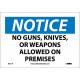 NMC N311 Notice, No Guns, Knives Or Weapons Allowed On Premises Sign