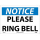 NMC N330 Notice, Please Ring Bell Sign, 10" x 14"