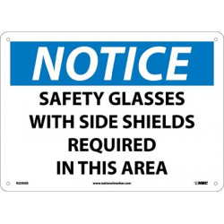 NMC N339 Notice, Safety Glasses With Side Shields Required Sign, 10" x 14"