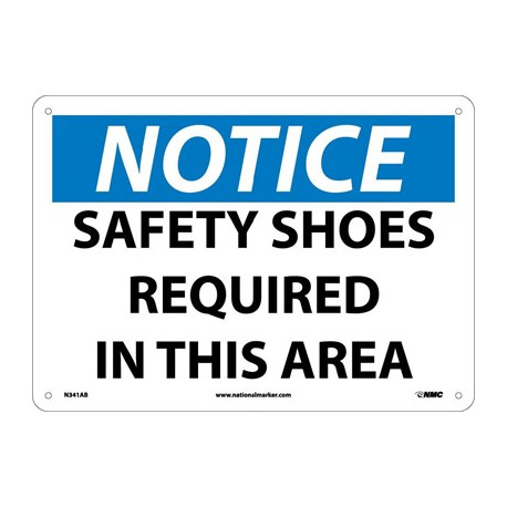 NMC N341 Notice, Safety Shoes Required In This Area Sign