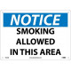 NMC N344 Notice, Smoking Allowed In This Area Sign, 10" x 14"