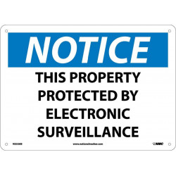 NMC N353 Notice, This Property Protected By Electronic Surveillance Sign, 10" x 14"