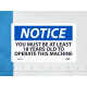 NMC N373AP Notice, You Must Be At Least 18 Years Old...Label, 3" x 5", Adhesive Backed Vinyl, 5/Pk
