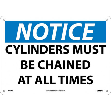 NMC N49 Notice, Cylinders Must Be Chained At All Times Sign