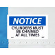 NMC N49AP Notice, Cylinders Must Be Chained At All Times Label, 3" x 5", Adhesive Backed Vinyl, 5/Pk