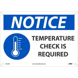 NMC N522 Notice, Temperature Check Is Required Sign, 10" x 14"
