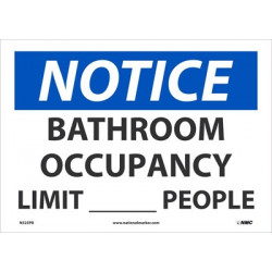 NMC N526 Notice, Bathroom Occupancy Limit ___ People Sign, 10" x 14"