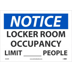 NMC N527 Notice, Locker Room Occupancy Limit ___ People Sign, 10" x 14"