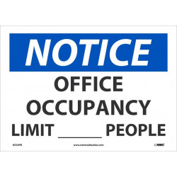 NMC N534 Notice, Office Occupancy Limit ___ People Sign, 10" x 14"