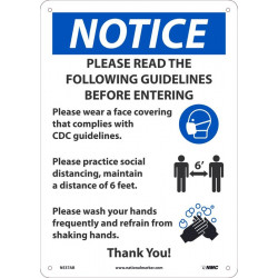 NMC N537 Notice, Entrance Guidelines Sign, 14" x 10"
