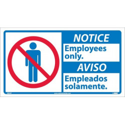 NMC NBA3 Notice, Employees Only Sign (Graphic), Bilingual, 10" x 18"