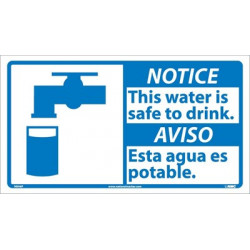 NMC NBA6 Notice, This Water Is Safe To Drink Sign (Graphic), Bilingual, 10" x 18"