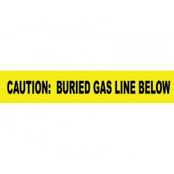 NMC YG Caution Buried Gas Line Below, Non-Detectable Underground Tape