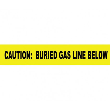 NMC YG Caution Buried Gas Line Below, Non-Detectable Underground Tape