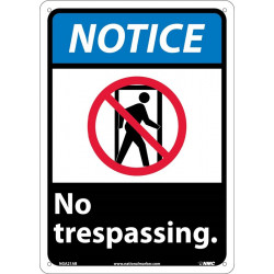 NMC NGA21 Notice, No Trespassing Sign, 14" x 10"