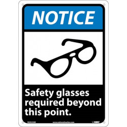 NMC NGA22 Notice, Safety Glasses Required Beyond This Point Sign, 14" x 10"