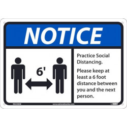 NMC NGA38 Notice, Practice 6' Social Distancing Sign, 10" x 14"