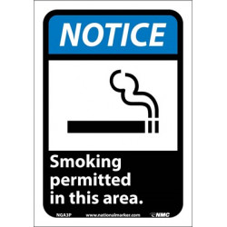 NMC NGA3 Notice, Smoking Permitted In This Area Sign (Graphic)