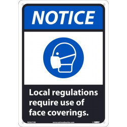 NMC NGA46 Notice, Local Regulations Require Face Coverings Sign, 14" x 10"