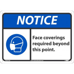 NMC NGA47 Notice, Face Coverings Required Beyond This Point Sign, 10" x 14"