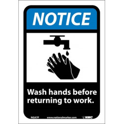 NMC NGA7 Notice, Wash Hands Before Returning To Work Sign (Graphic)