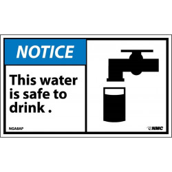 NMC NGA8AP Notice, This Water Is Safe To Drink Label (Graphic), 3" x 5", Adhesive Backed Vinyl, 5/Pk