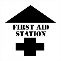 NMC PMS206 First Aid Station w/ Arrow Plant Marking Stencil, 24" x 24"