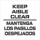 NMC PMS212BI Keep Aisle Clear Stencil - Bilingual, 24" x 24", .060 Plastic