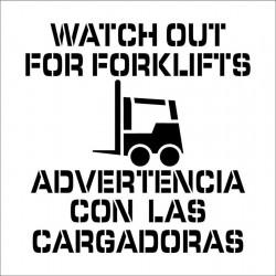 NMC PMS231BI Watch Out For Forklifts Plant Marking Stencil, Bilingual, Graphic, 24" x 24", .060 Plastic