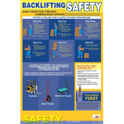 NMC PST001 Back Lifting Safety Poster, 24" x 18"