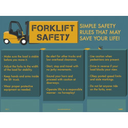 NMC PST111 Forklift Safety Poster, 18" x 24"