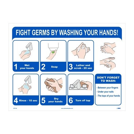 NMC PST Fight Germs By Washing Your Hands Poster