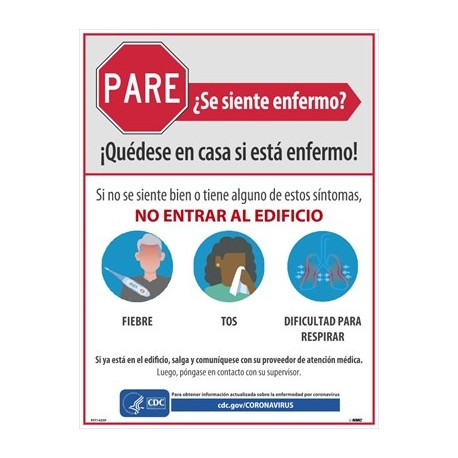 NMC PST Stay Home When You Are Sick Poster - Spanish