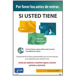 NMC PST143PPSP Covid-19 Symptoms Poster, Spanish, 18" x 12", Paper, 5/Pk
