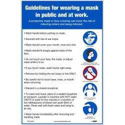 NMC PST145PP Guidelines For Wearing A Mask Poster, 18" x 12", Paper, 5/Pk
