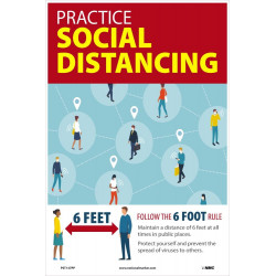 NMC PST147PP Practice Social Distancing Poster, 18" x 12", Paper, 5/Pk