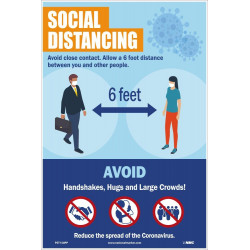 NMC PST150PP Social Distancing Poster, 18" x 12", Paper, 5/Pk