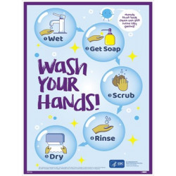 NMC PST Wash Your Hands Step By Step Poster, 24" x 18"