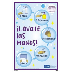 NMC PST152PP Wash Your Hands Step By Step Poster, 18" x 12", Paper, 5/Pk