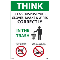 NMC PST154PP Think Please Dispose Of Properly Poster, 18" x 12", Paper, 5/Pk