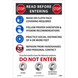 NMC PST155PP Stop Read Before Entering, 18" x 12", Paper, 5/Pk
