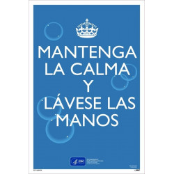 NMC PST156PPSP Keep Calm And Wash Your Hands Poster, Spanish, 18" x 12", Paper, 5/Pk