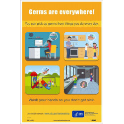 NMC PST163PP Germs Are Everywhere Poster, 18" x 12", Paper, 5/Pk