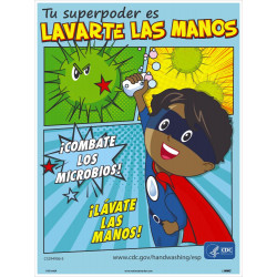 NMC PST Handwashing Is Your Superpower Poster, Boy, Spanish